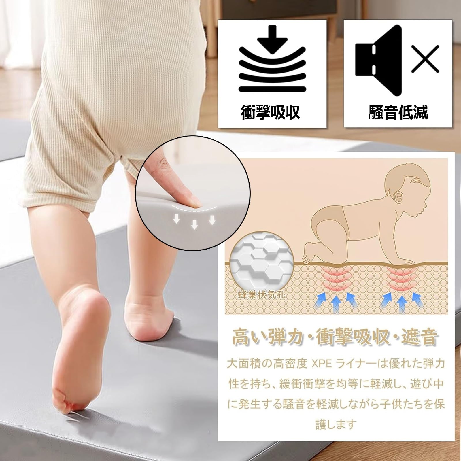 Amazon.co.jp: ベビープレイマット 赤ちゃん クッションマット 衝撃